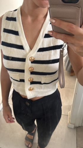 Sweaters Chaleco Oversize Sin Manga Cuello V Importado Mujer