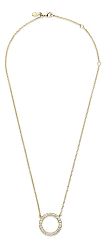 Collar Círculo De Brillo Recubrimiento En Oro De 14k Color Dorado