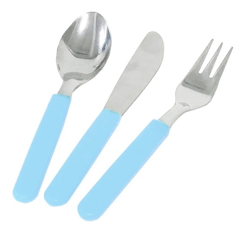  Set X3 Cubiertos Para Niños Infantil Plastico Acero Silmar 