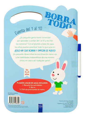 Borra Todo Y Cuenta De 1 Al 10, De Yoyo Books. Editorial Jo Dupre Bvba (yoyo Books), Tapa Blanda, Edición 01 En Español, 2023
