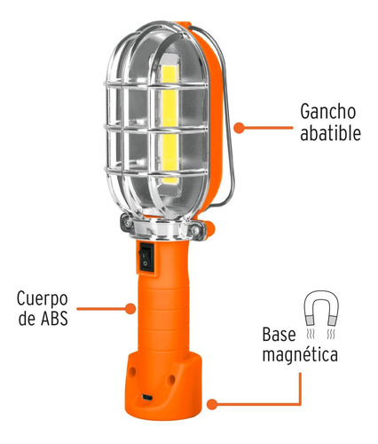 Imagen 2 de 8 de 15143 Truper Lampara De Taller Recargable De Led 280 Lumenes