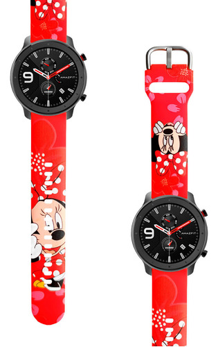 Correa Compatible Con Amazfit Gtr 42mm Minnie Mouse Red