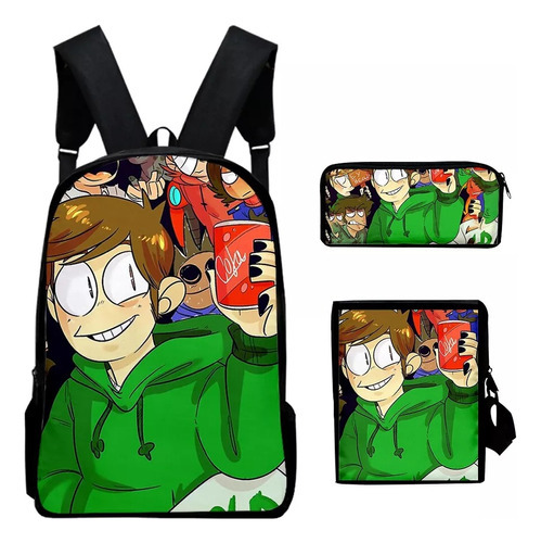 Juego De 3 Mochilas Eddsworld With 3d Printing For Study Color Shown