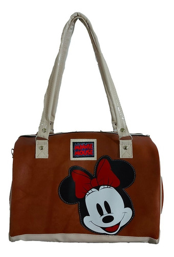 Imagen 1 de 7 de Bolsa - Petaca De Mickey Mouse En Cafe/beige De Vinyl.
