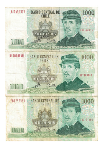 Billete De Chile 1000 Pesos Años 2000 - 2001 - 2002