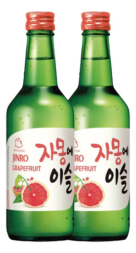 2 Botellas Soju Jinro Alcohol Coreano Tronja De Sabor 360ml