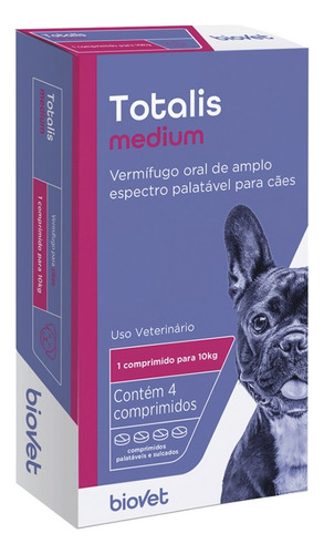 Vermífugo Biovet Totalis Medium Para Cães De 10kg