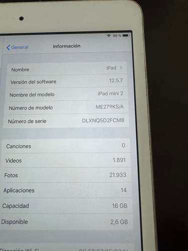 Apple Ipad Mini 2 - 16gb - Excelente Estado Caja Accesorios Blanco (Usado)