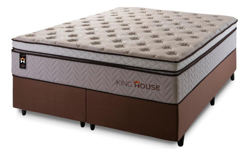 Cama Box C/ Molas Ensacadas Liverpool Bege Queen 158x198x73