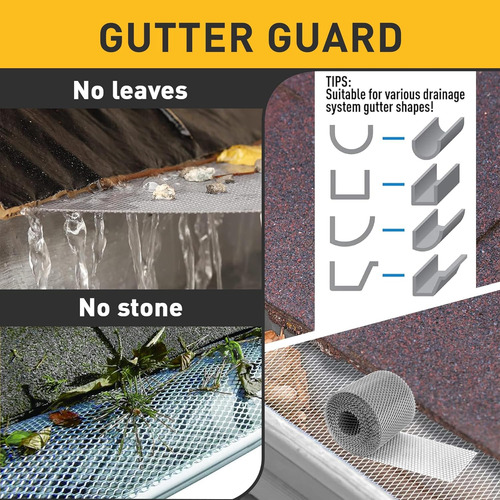 Gutter Guard - Rollo De 5 Pulgadas X 50 Pies, Filtro De Hoja