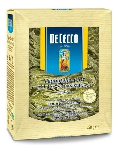 Fideos De Cecco Tagliatelle N° 107 Huevo Y Espinaca 250 Gr. 