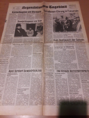 Tapa Diario Argentinisches Tageblatt 10 02 1980 Tucuman Galt