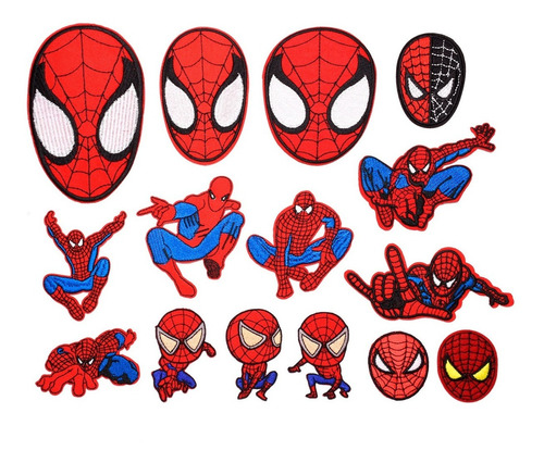 Set De 15 Parches Bordados Termoadhesivos Spiderman