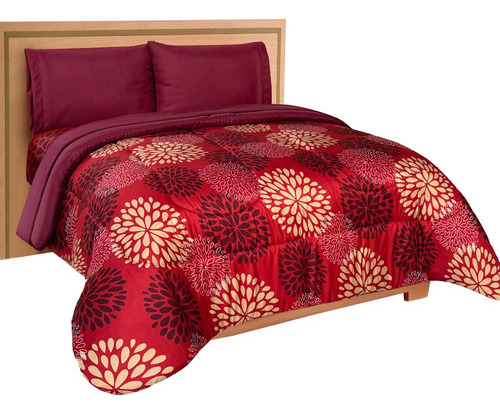 Edredón C/sábanas Microfibra Matrimonial Elefantito Hogar Rojo Arezzo Rojo