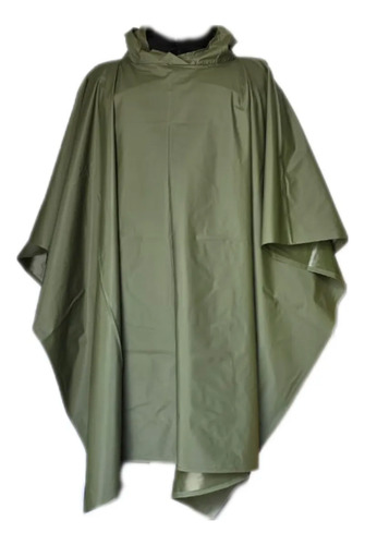 Impermeable Capa Con Capucha Alta Calidad Lluvia Verde Oscuro Unitalla