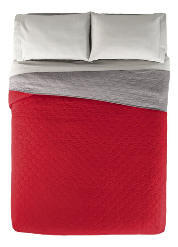 Edredón Vianney Novo Rojo king diseño liso color rojo y gris de 2.75m x 2.35m