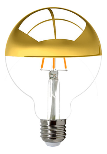 Lâmpada Filamento Defletora Espelhada Dourada G95 Âmbar 4w