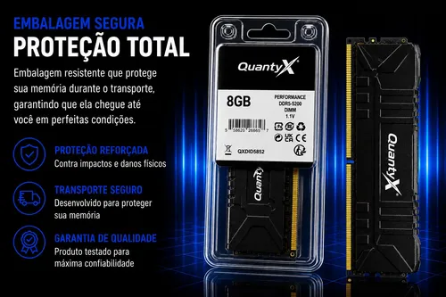 Memória Ram Gamer Quantyx 8gb Ddr5 5200 Mhz Hynix Cl40 C/ Nf