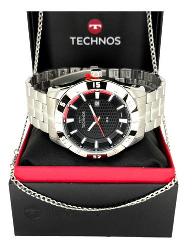 Relógio Technos Prateado Masculino Racer Original
