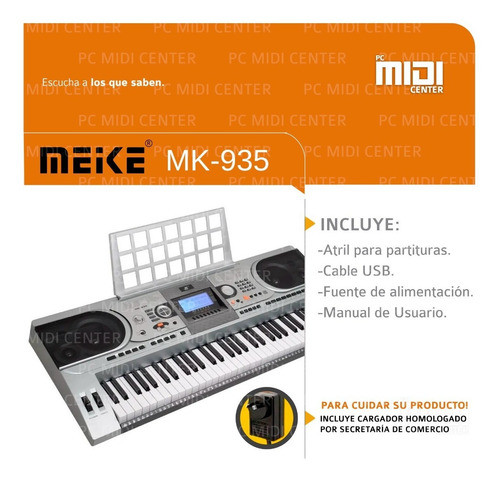 Imagen 3 de 10 de Teclado Musical Mk935 61 Teclas Sensitivo + Fuente Promo