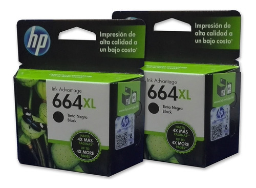 Combo 2 Cartucho Tinta Hp 664xl Negro F6v31al Original Alto