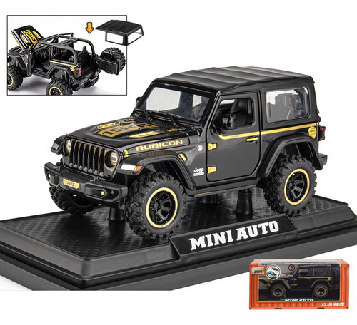 Jeep Wrangler Rubicon Miniatura Metal Coche Con Luz Y Sonido