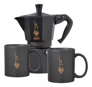 Set Moka 6 Xícaras E 2 Canecas 300 Ml Black Star Bialetti