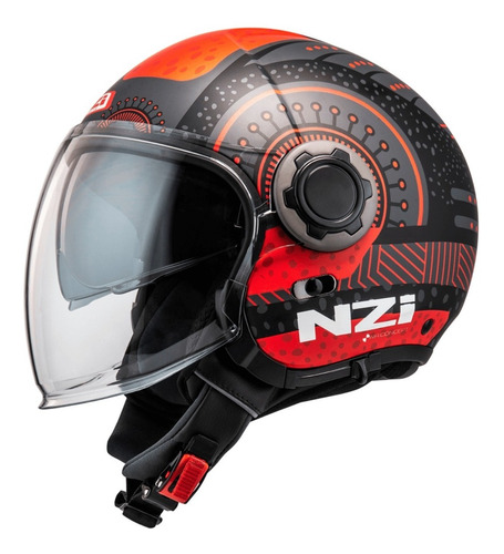 Capacete Moto Aberto Nzi Ringway Duo Antera Vermelho Fosco Tamanho do capacete 61/62 (XL)