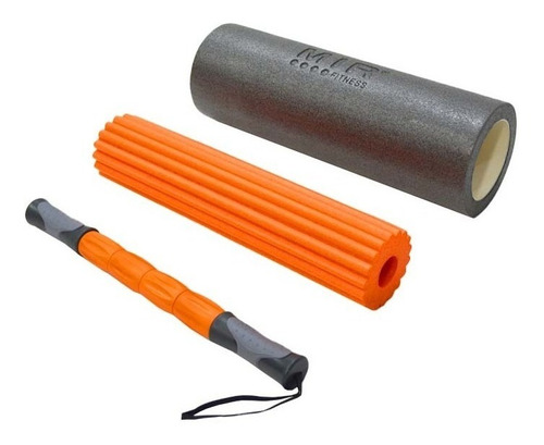 Set Foam Roller 3 En1 Mir Yoga Pilates Rolo+ Rodillo+ Stick 