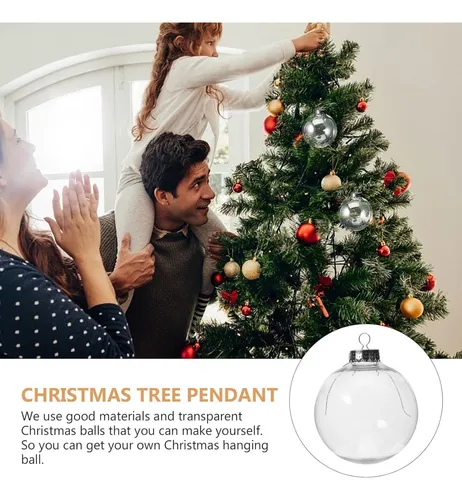 10 Bolas De Plástico Transparente De Navidad De 4 PuLG...