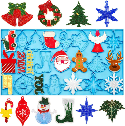 Molde De Resina Navideña Moldes Navideños De Silicona Moldes