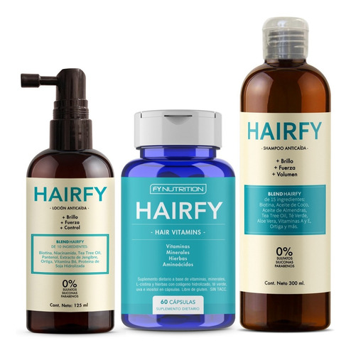 Combo Anticaída Hombres Hairfy - Loción, Shampoo Y Vitaminas