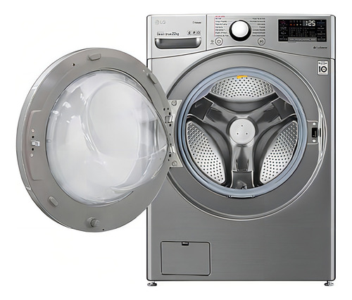 Lavadora de carga frontal LG 22 kg WM22vv2s6br em aço inoxidável cinza
