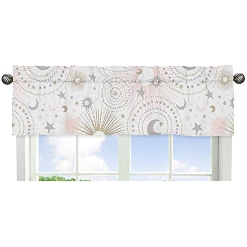 Blush Pink, Gold, Gray And White Star And Moon Window T...