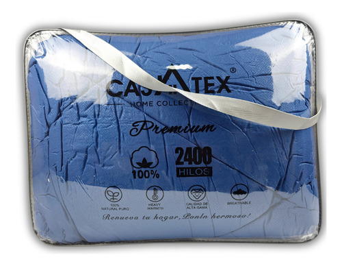 Edredón Reversible 7 Piezas Tamaño King Size 2x2 Azul Liso