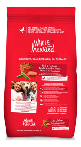 Wholehearted Alimento Natural Perro Res Y Chícharo 2.2kg