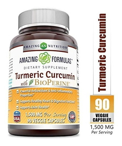 Amazing Formulas Turmeric Curcuma 1,500mg 90 Cápsulas 