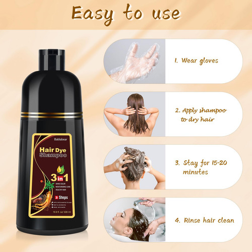 Bablabear Chestnut Brown Hair Color Shampoo Para Cabelos Gri