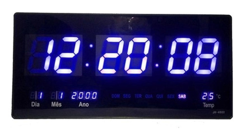 Relógio Led Digital De Parede 46cm Dia Mês Ano E Temperatura