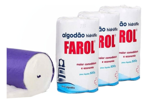 Kit 3 Algodão Hidrófilo Rolo 500g Macio Cosméticos Manicure