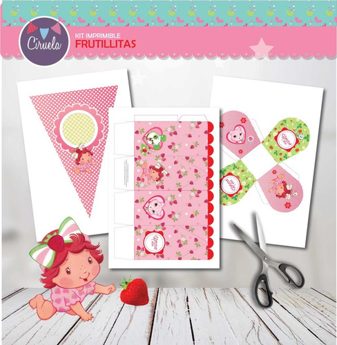 Kit Imprimible Frutillitas Bebé Bolsita Bonete Láminas