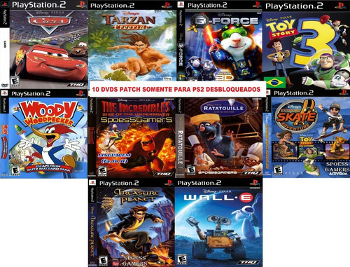 10 Jogos (10 Dvds) Ps2 Tarzan Carros Pica Pau  Toy Story