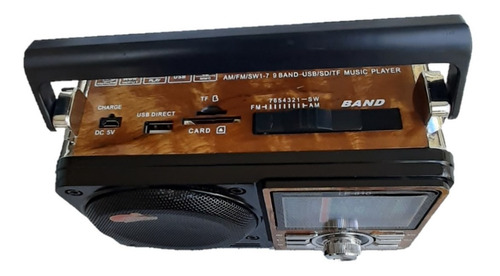 Rádio Retro Usb Sd Am Fm Sw Bluetooth Lanterna Le-610 Madeir