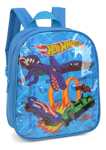 Mochila Escolar Mini Hotwheels Azul Luxcel Un Pm