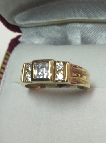 Anillo Oro 18k 2 Zirconias 8 Puntas Compromiso Kendra Joyas