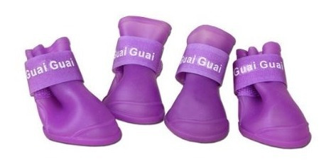 Set Zapatos Mascota Lluvia Talla L (4 Ud) - Color Purpura