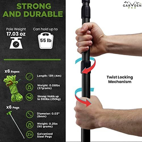 Imagen 5 de 6 de Varillas De Aluminio Ajustables Carpa Camping 4 Polos Negro