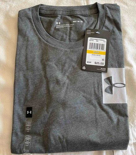 Playera Under Armour Talla Mediana Color Gris Con Estampado