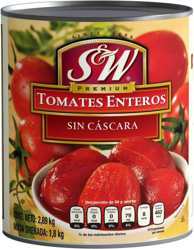 Tomate  Entero Sin Piel 2.89 Kg