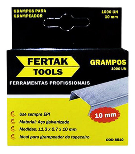 Grampo 10mm Tipo53 Grampeador Tapeceiro Caixa 1000pçs Fertak